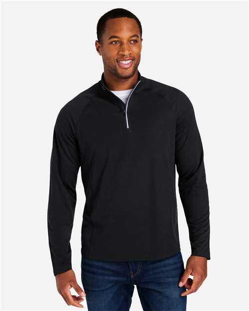 Black/ Carbon Men&#39;s Origin Performance Pique Quarter-Zip Pullover - CE418