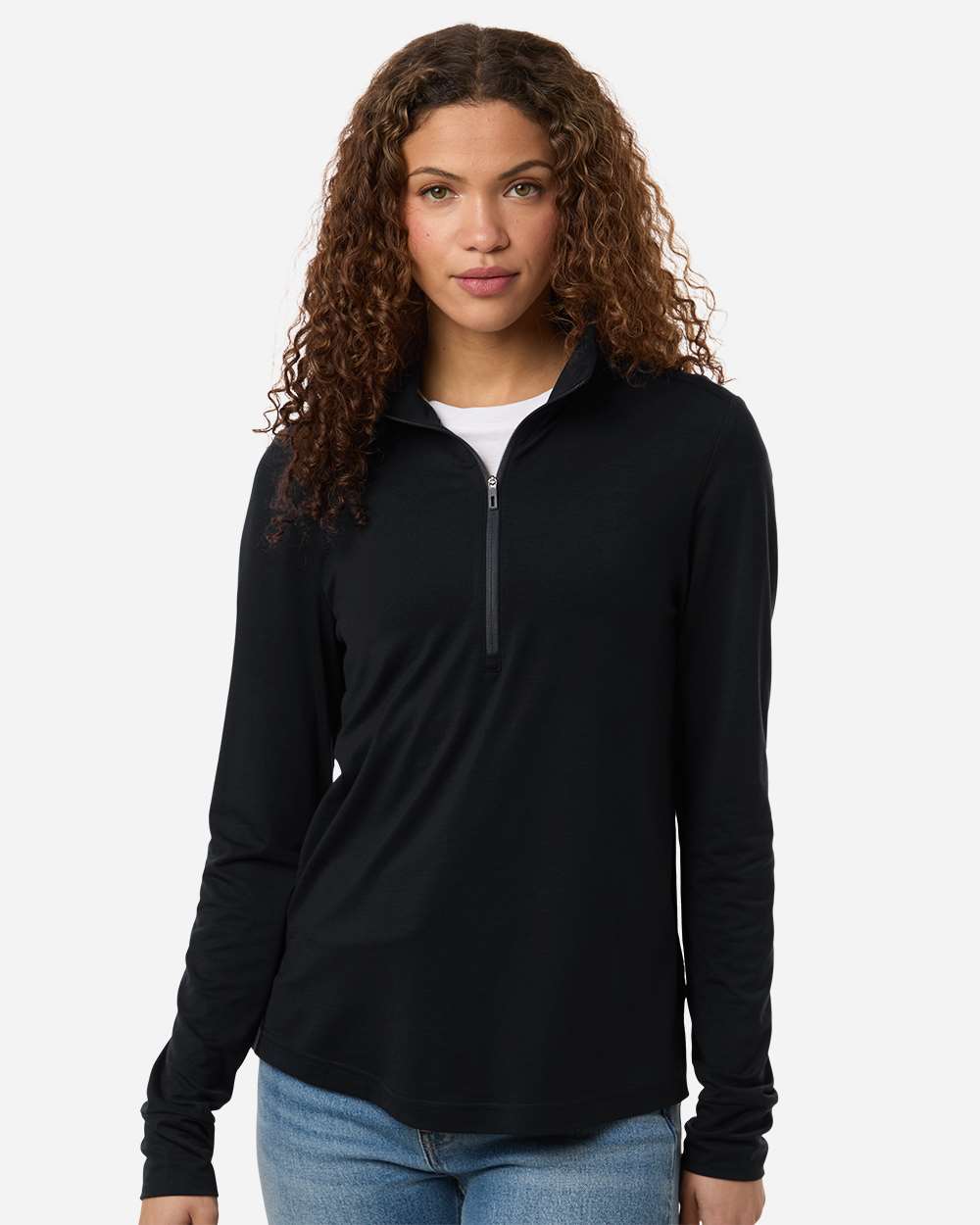 Black/ Carbon Women's Jaq Stretch Performance Quarter-Zip - NE405W