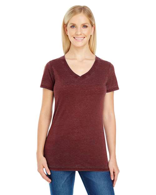 Black Cherry Women's Cross Dye V-Neck T-Shirt - 215B
