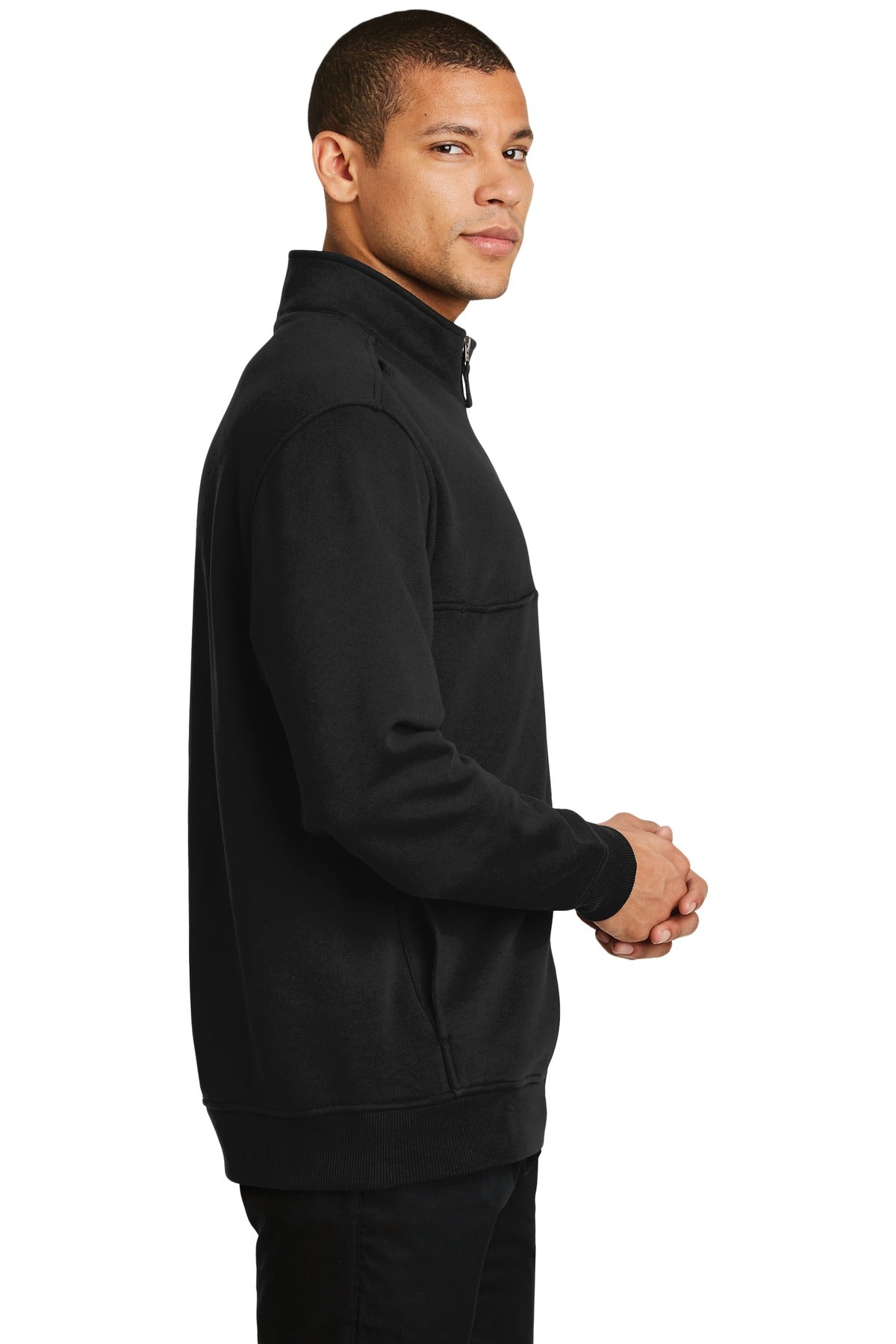Black CornerStone 1/2-Zip Job Shirt. CS626
