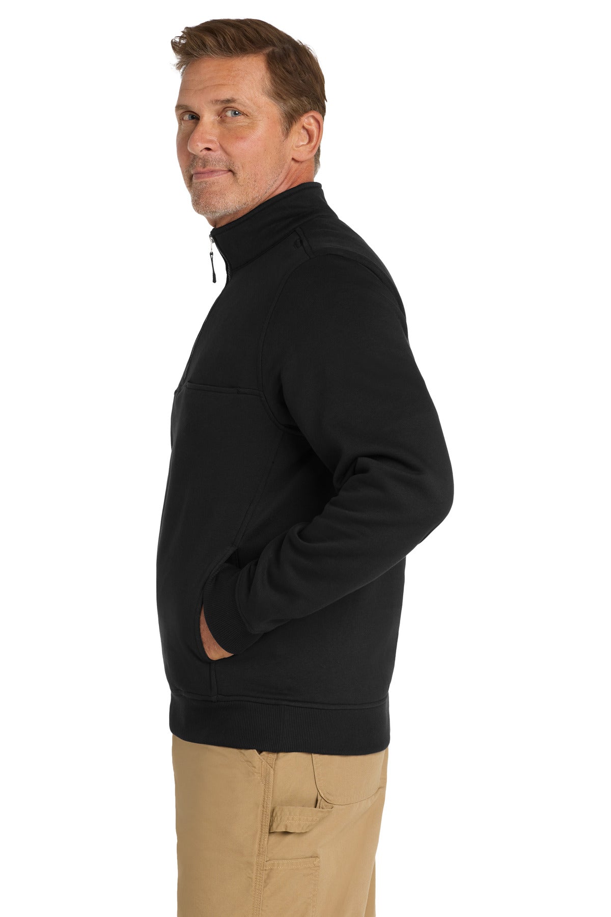 Black CornerStone 1/2-Zip Job Shirt. CS626