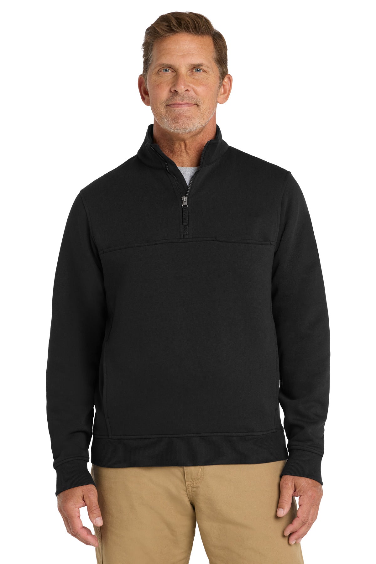 Black CornerStone 1/2-Zip Job Shirt. CS626
