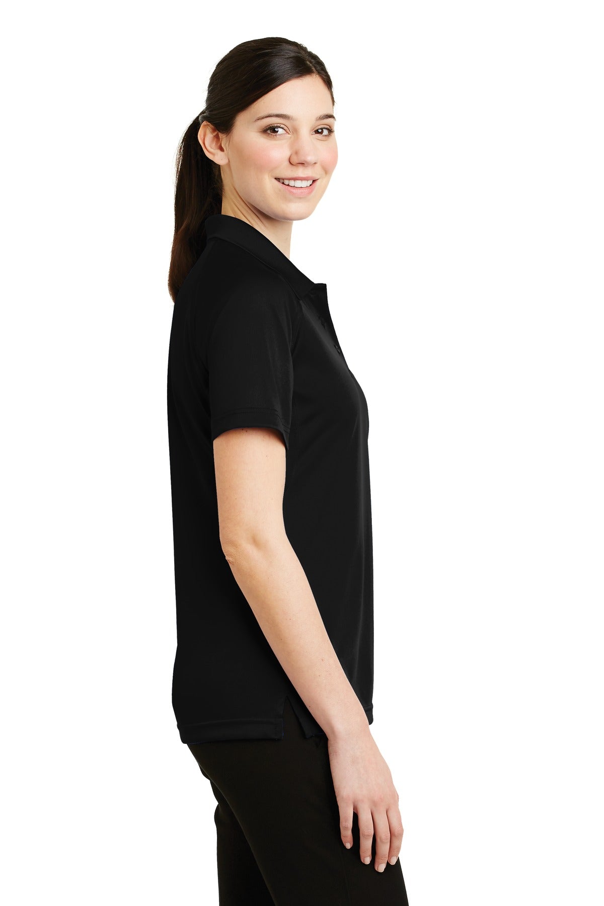 Black CornerStone Women's Select Snag-Proof Tactical Polo. CS411