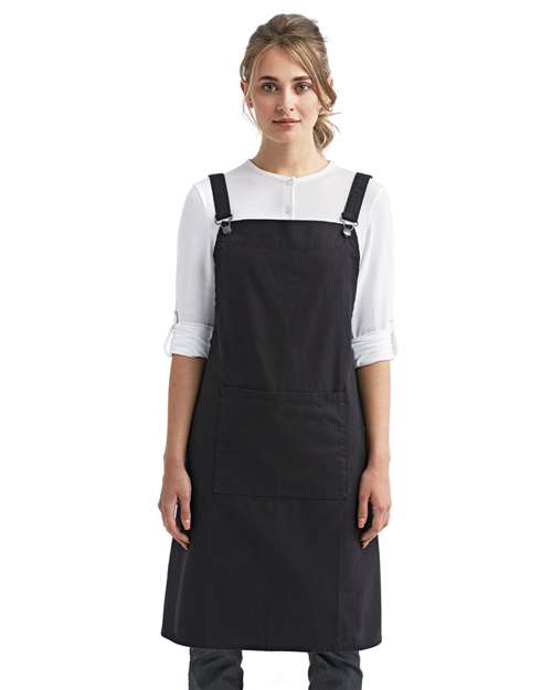Black Cross Back Barista Apron with Pocket - RP129
