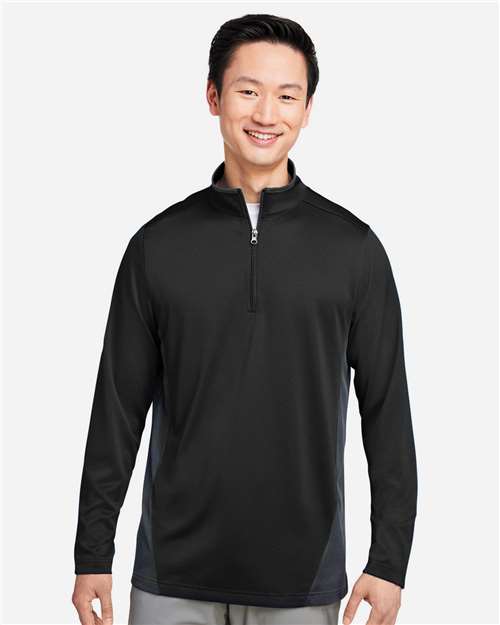 Black/ Dark Charcoal Men&#39;s Flash Snag Protection Plus IL Colorblock Quarter-Zip Pullover - M786