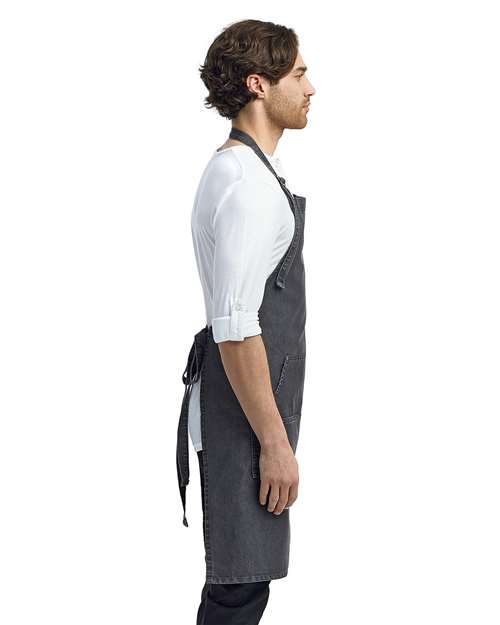Black Denim Jeans Stitch Denim Bib Apron with Pockets - RP126