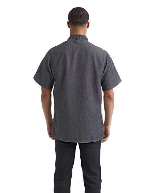 Black Denim Unisex Zip-Close Short Sleeve Chef's Coat - RP906