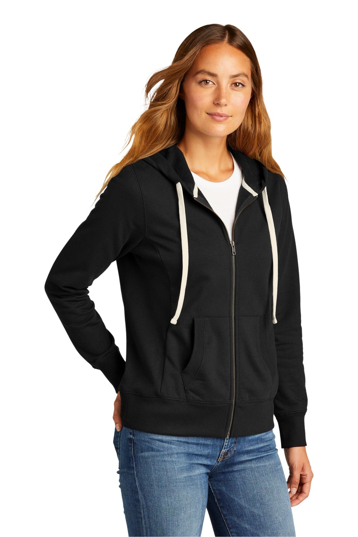 Black District Women's Re-Fleece Full-Zip Hoodie DT8103