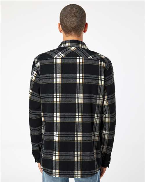 Black/ Ecru Open Pocket Flannel Shirt - 8212