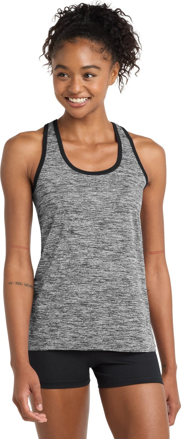 Black El/Black Sport-Tek Women's PosiCharge Electric Heather Racerback Tank. LST396