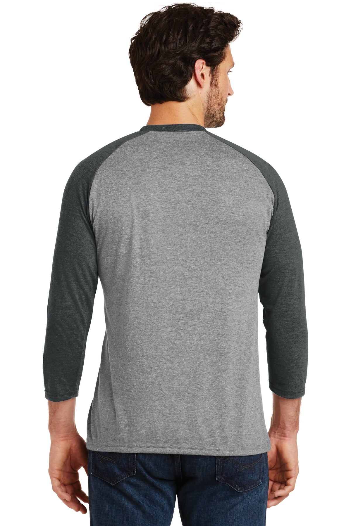 Black Fr/Gry F District Perfect Tri 3/4-Sleeve Raglan. DM136
