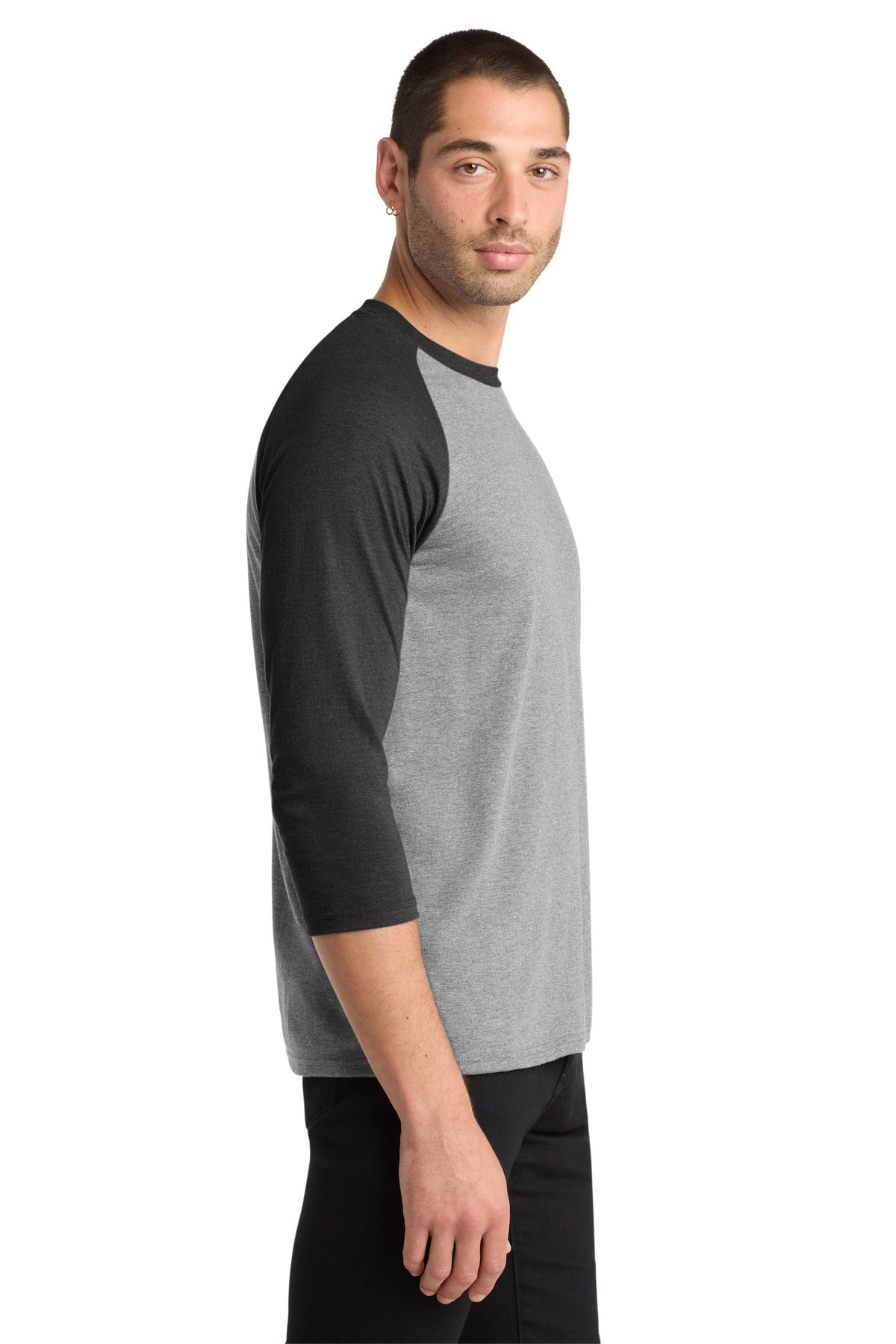 Black Fr/Gry F District Perfect Tri 3/4-Sleeve Raglan. DM136