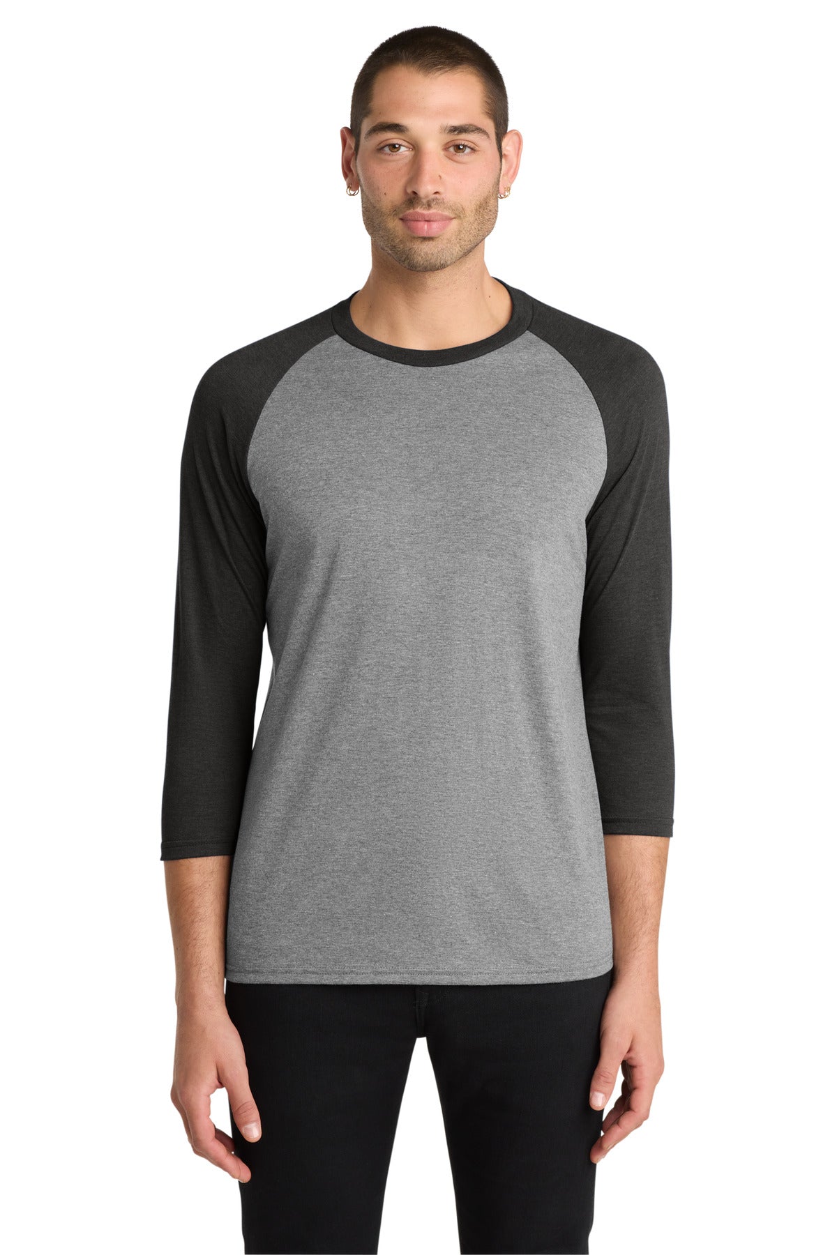 Black Fr/Gry F District Perfect Tri 3/4-Sleeve Raglan. DM136