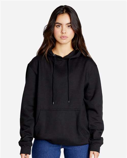 Rear View of Black Future Fleece Hooded Sweatshirt - LS18002