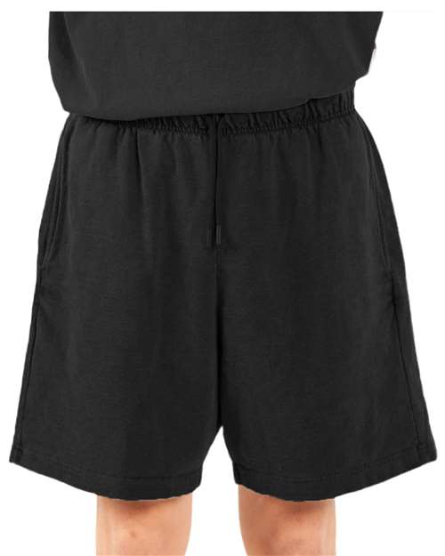 Black Garment Dye Terry Shorts - SHGTS
