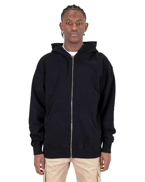 Black Garment-Dyed Double-Zip Hooded Sweatshirt - SHGDZ