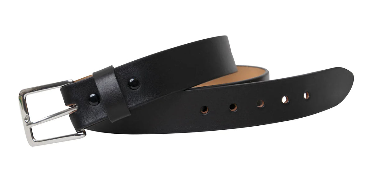 Black Genuine Cowhide Garrison Belt