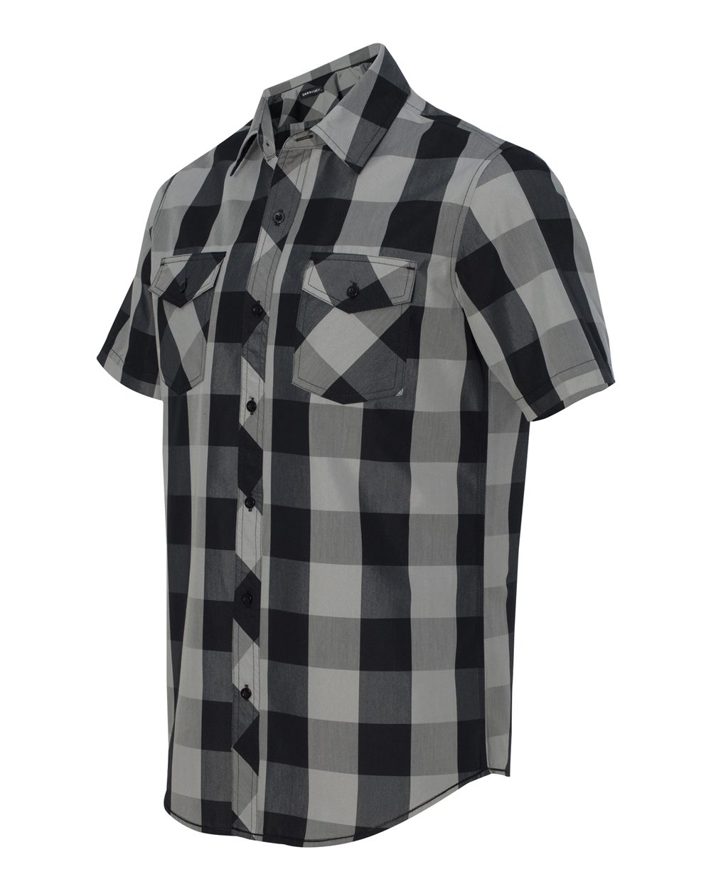 Black/ Grey Buffalo Plaid Short Sleeve Shirt - 9203