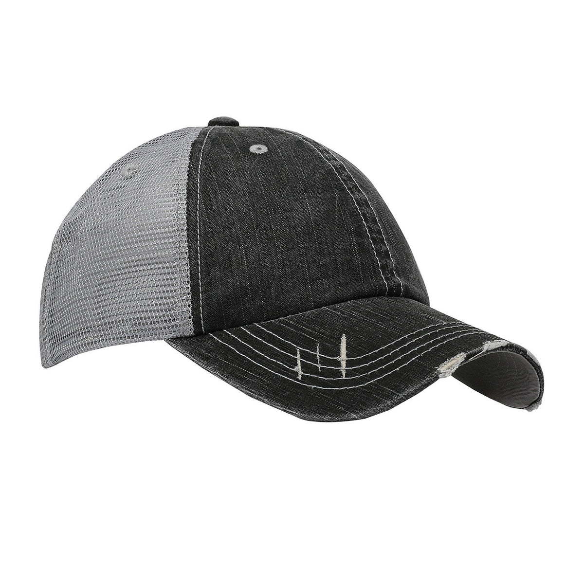 Black-Grey Herringbone Cotton Soft Mesh 6-Pnl- Distressed  grouped