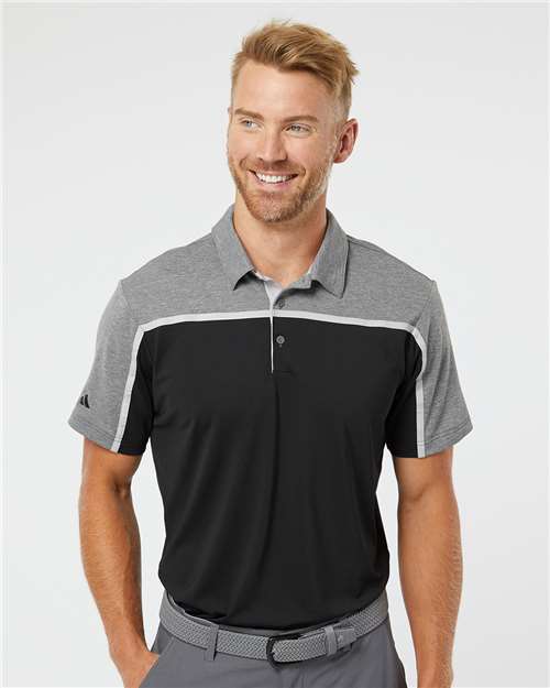 Black/ Grey Two/ Grey Five Melange Ultimate Colorblocked Polo - A512