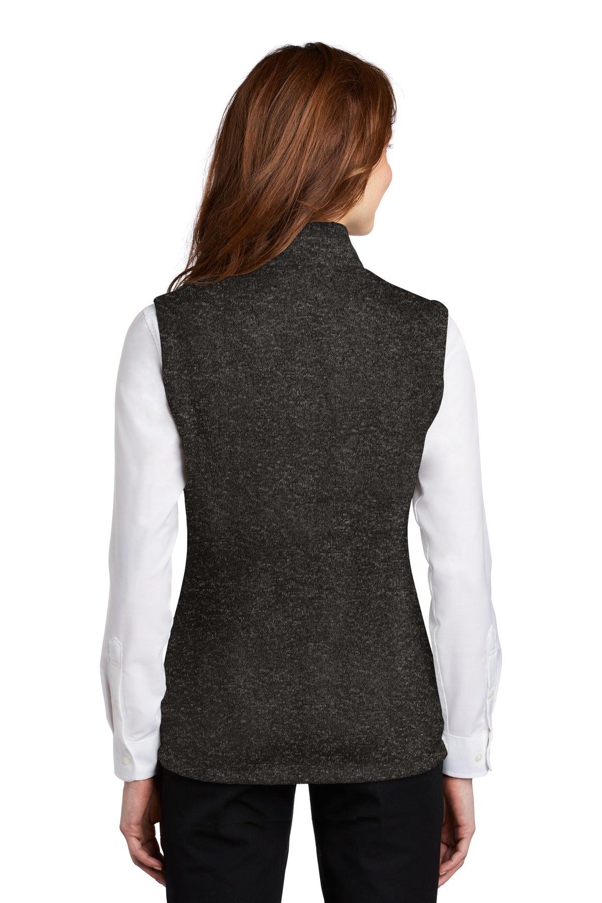 Black Heather Port Authority Women's Sweater Fleece Vest L236