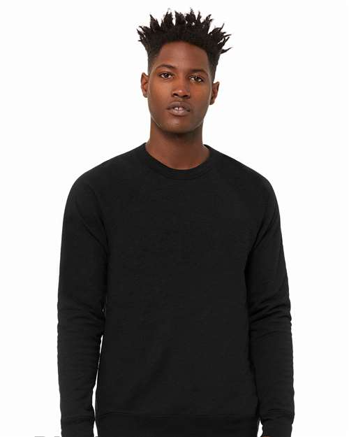 Black Heather Sponge Fleece Raglan Crewneck Sweatshirt - 3901
