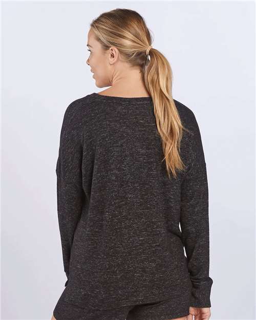 Black Heather Women&#39;s Cuddle Fleece Boxy Crewneck Pullover - L06