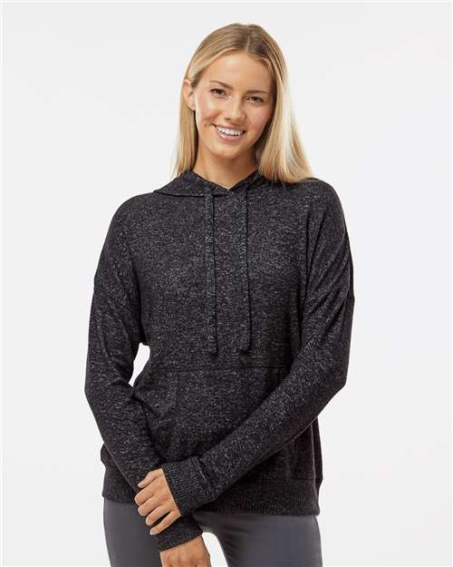 Black Heather Women&#39;s Cuddle Fleece Hooded Pullover - BW1501
