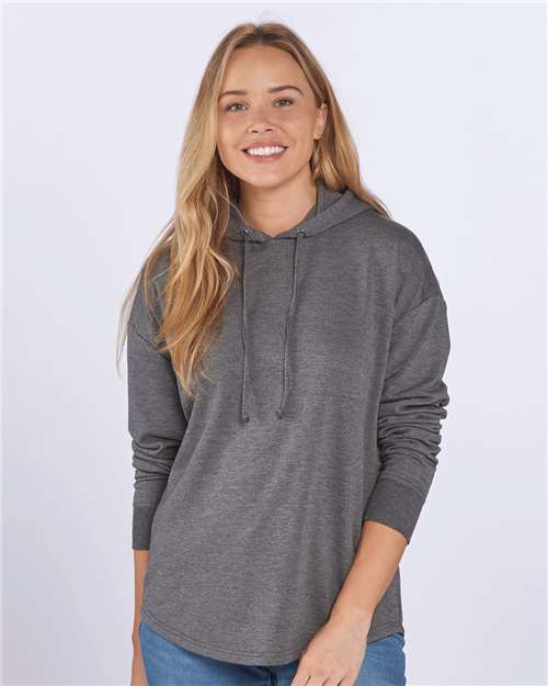 Black Heather Women&#39;s Dream Fleece Hooded Pullover - BW5301