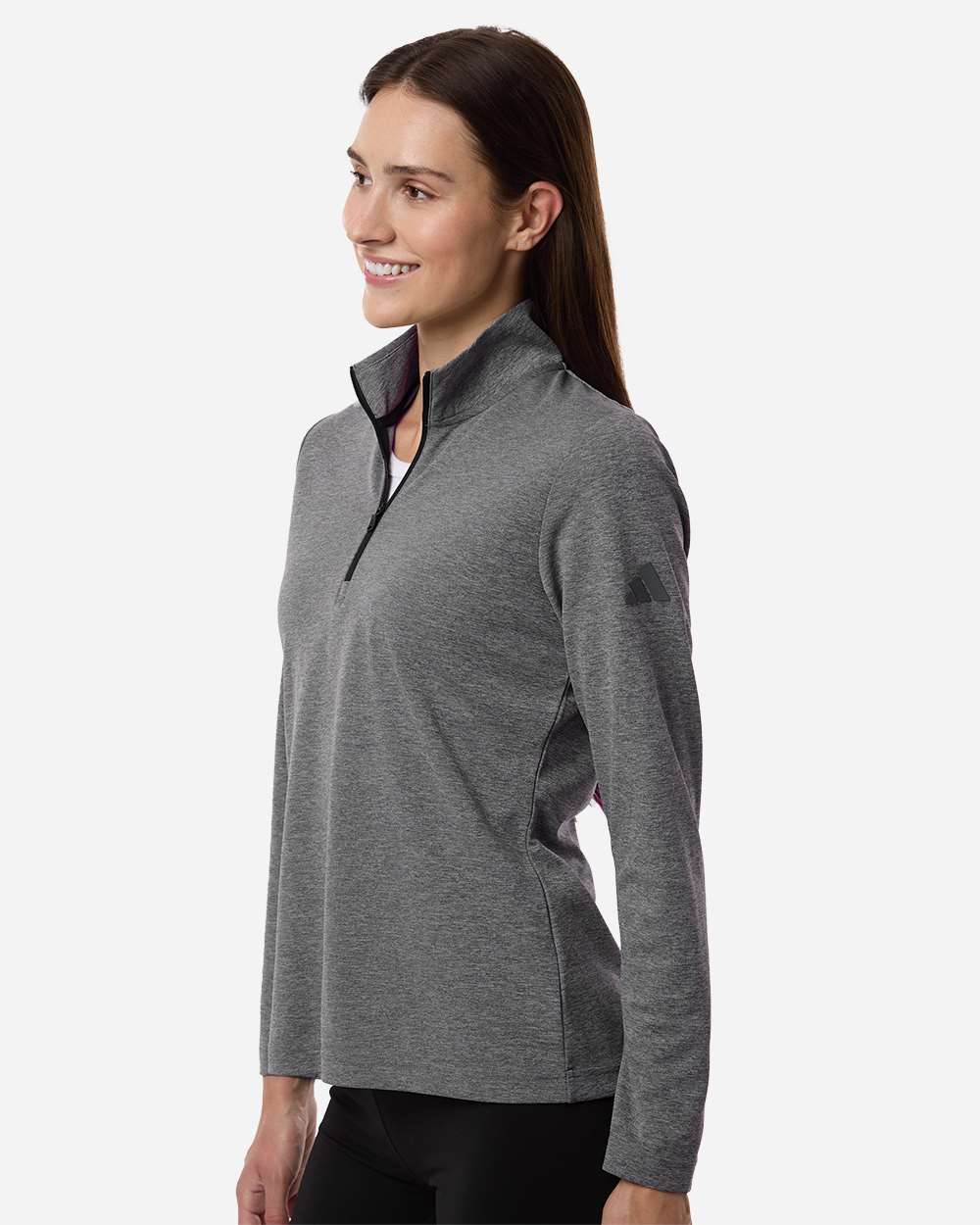 Black Heather Women's Lightweight Quarter-Zip Pullover - A400 plain
