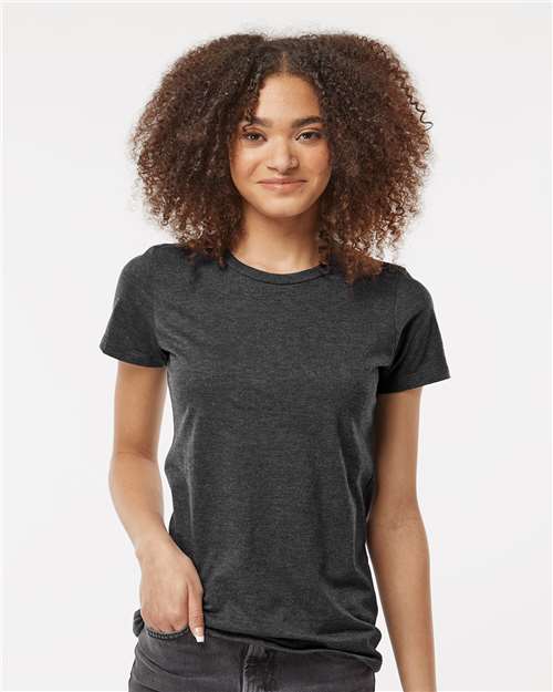 Black Heather Women&#39;s Premium Cotton Blend T-Shirt - 542