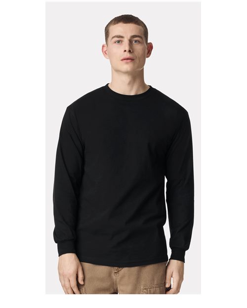 Black Heavyweight Cotton Long Sleeve Tee - 1304