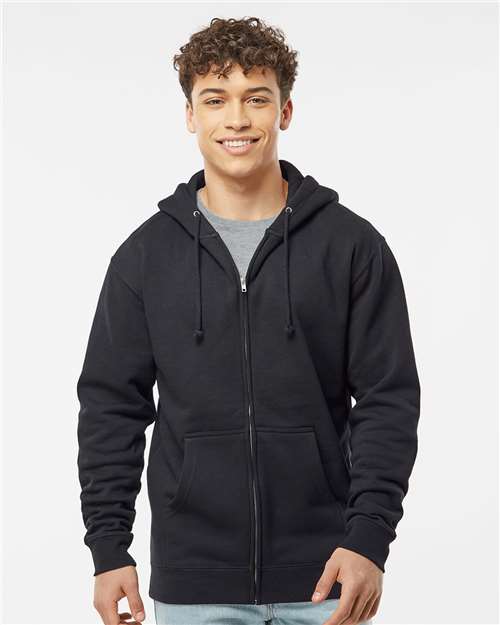 Black Heavyweight Full-Zip Hooded Sweatshirt - IND4000Z