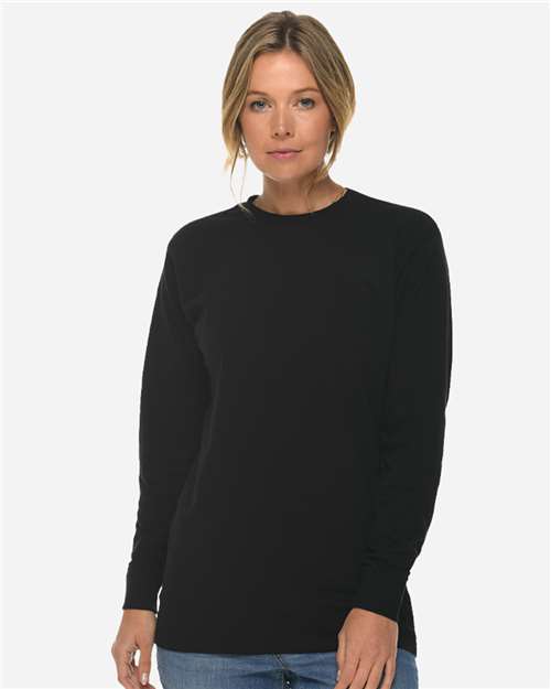 Rear View of Black Heavyweight Long Sleeve T-Shirt - LS15009