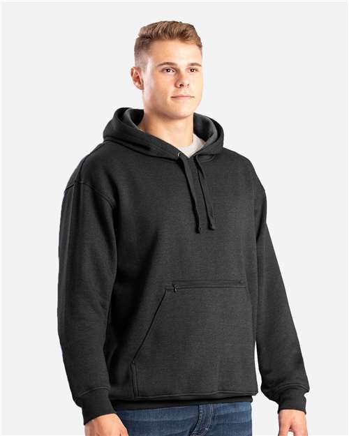Black Heritage Zippered Pocket Hooded Pullover Sweatshirt - SP418