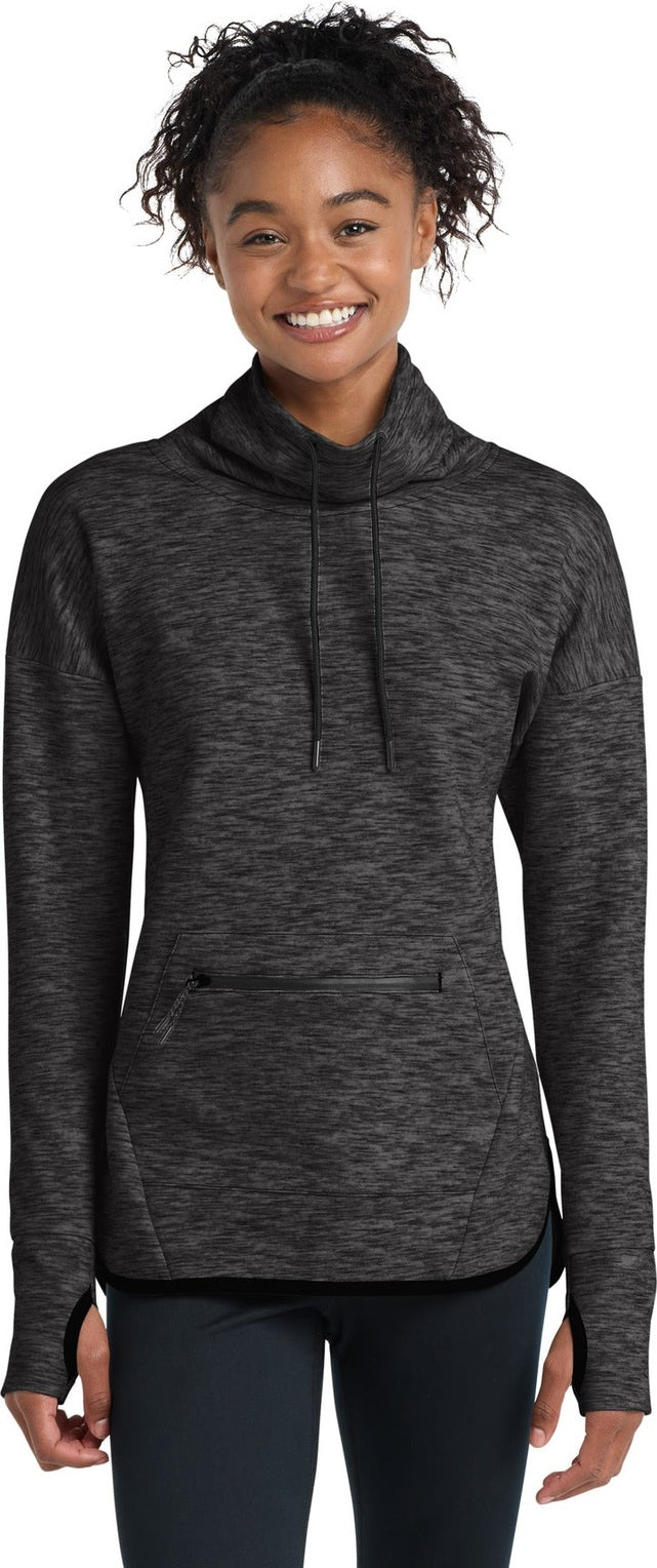 Black Hthr Sport-Tek Women's Triumph Cowl Neck Pullover LST280