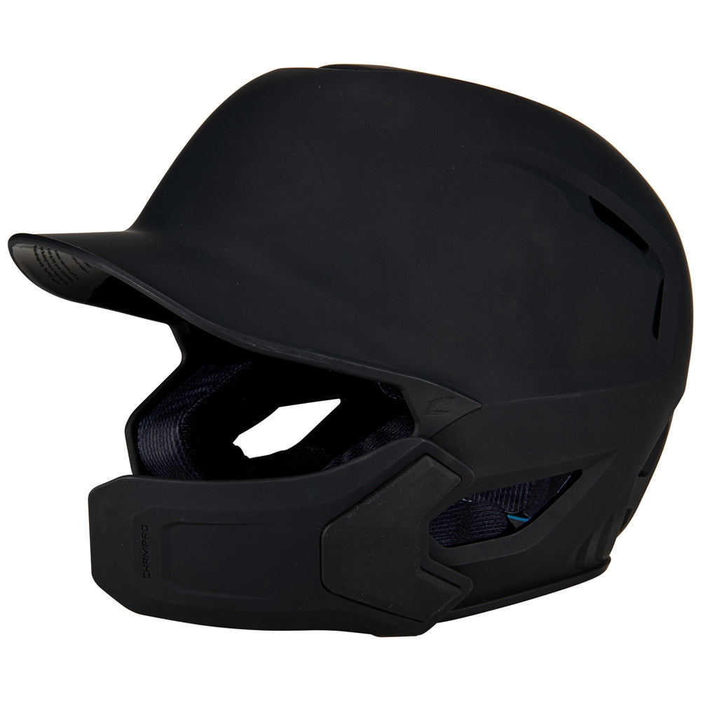 BLACK HXE Matte Batting Helmet w/Jaw Guard