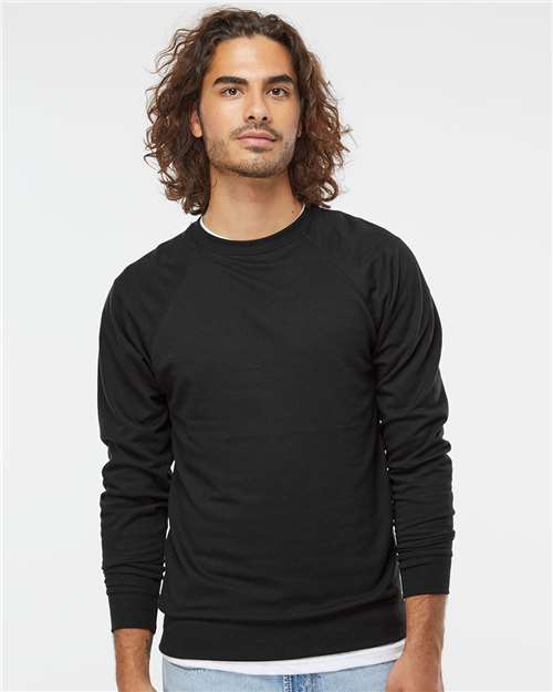 Black Icon Lightweight Loopback Terry Crewneck Sweatshirt - SS1000C