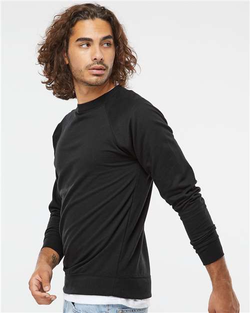 Black Icon Lightweight Loopback Terry Crewneck Sweatshirt - SS1000C