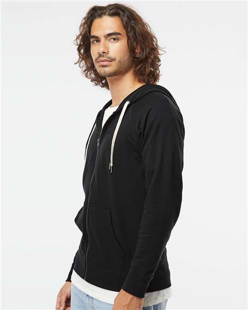 Black Icon Lightweight Loopback Terry Full-Zip Hooded Sweatshirt - SS1000Z