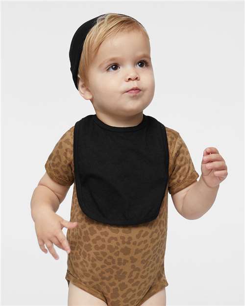 Front View of Black Infant Premium Jersey Bib - 1005