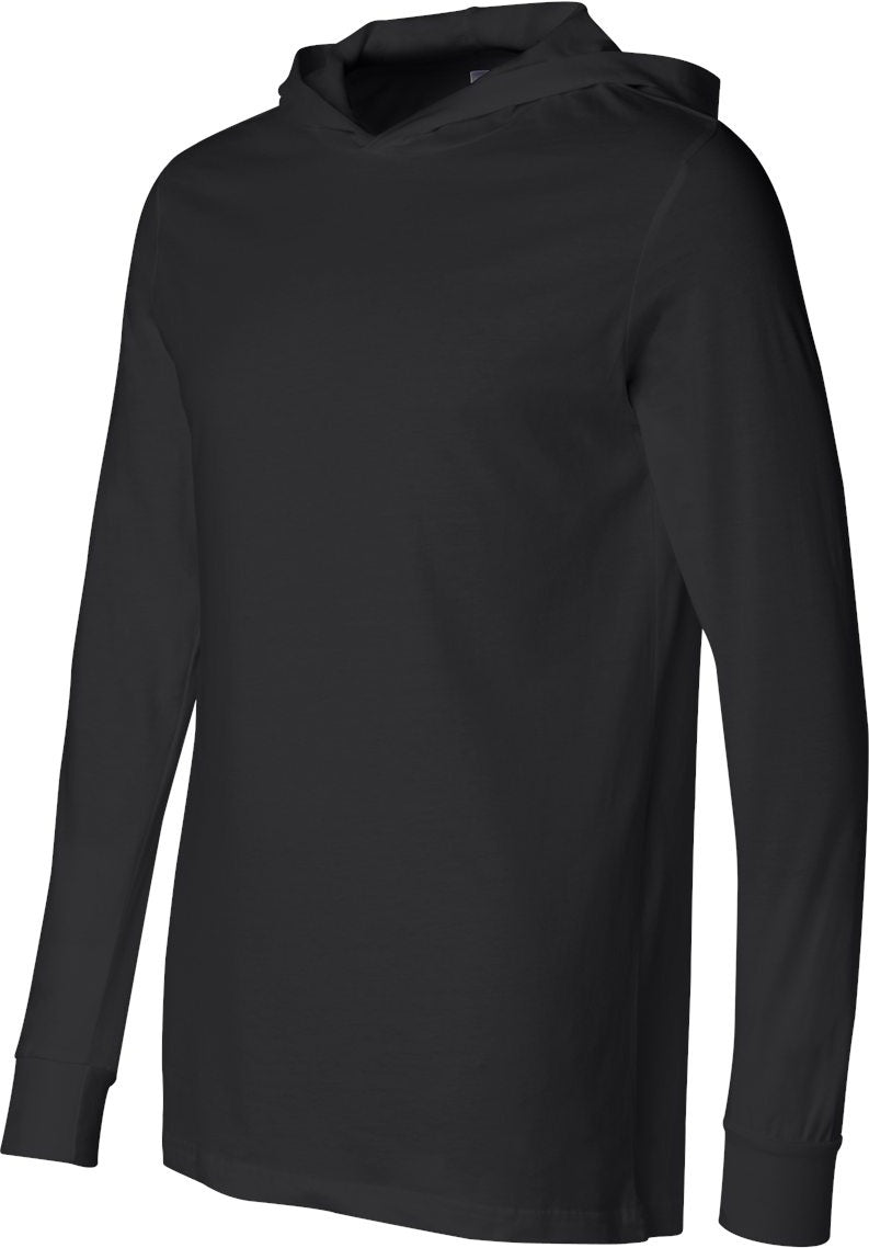 Black Jersey Hooded Long Sleeve Tee - 3512