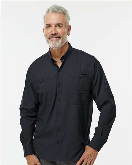 Black Kitty Hawk Performance Long Sleeve Fishing Shirt - 702
