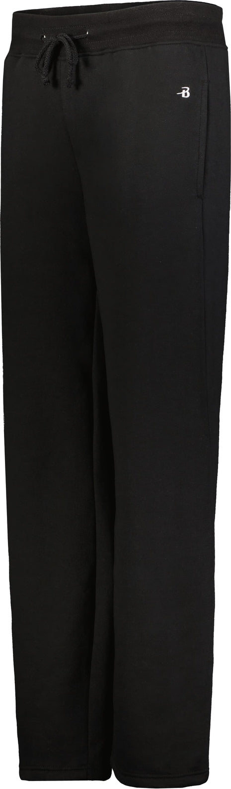 BLACK LADIES OPEN BOTTOM FLEECE PANT