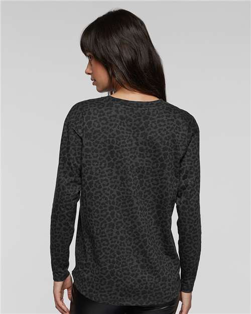 Black Leopard Women&#39;s Fine Jersey Long Sleeve Tee - 3508