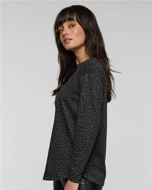 Black Leopard Women&#39;s Fine Jersey Long Sleeve Tee - 3508