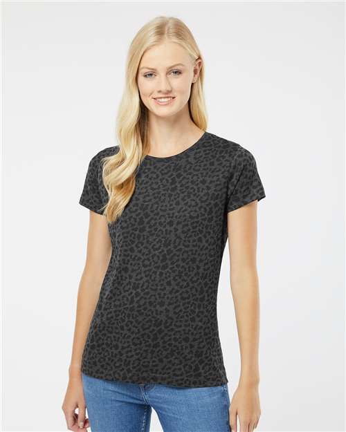 Black Leopard Women&#39;s Fine Jersey Tee - 3516