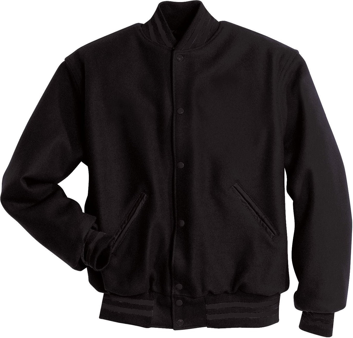 BLACK LETTERMAN WOOL JACKET