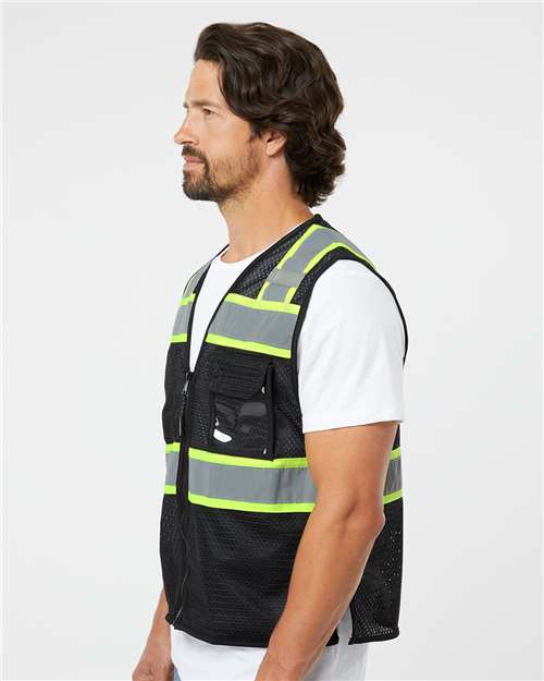 Black/ Lime - B150 EV Series® Enhanced Visibility 3 Pocket Mesh Vest - B150-156