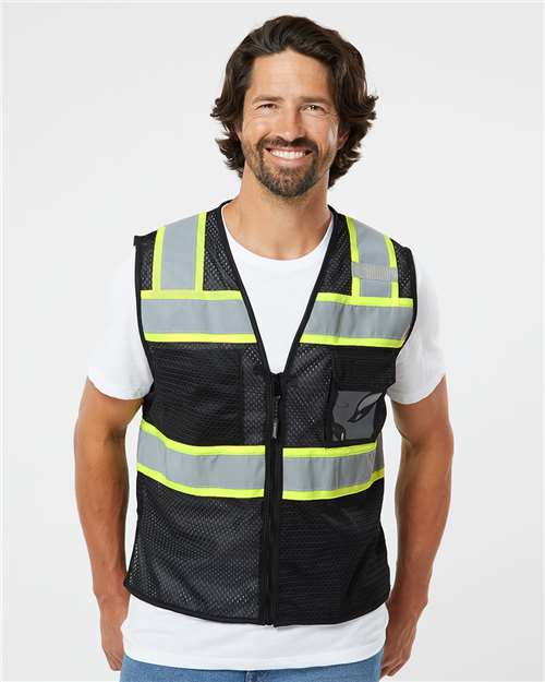 Black/ Lime - B150 EV Series® Enhanced Visibility 3 Pocket Mesh Vest - B150-156